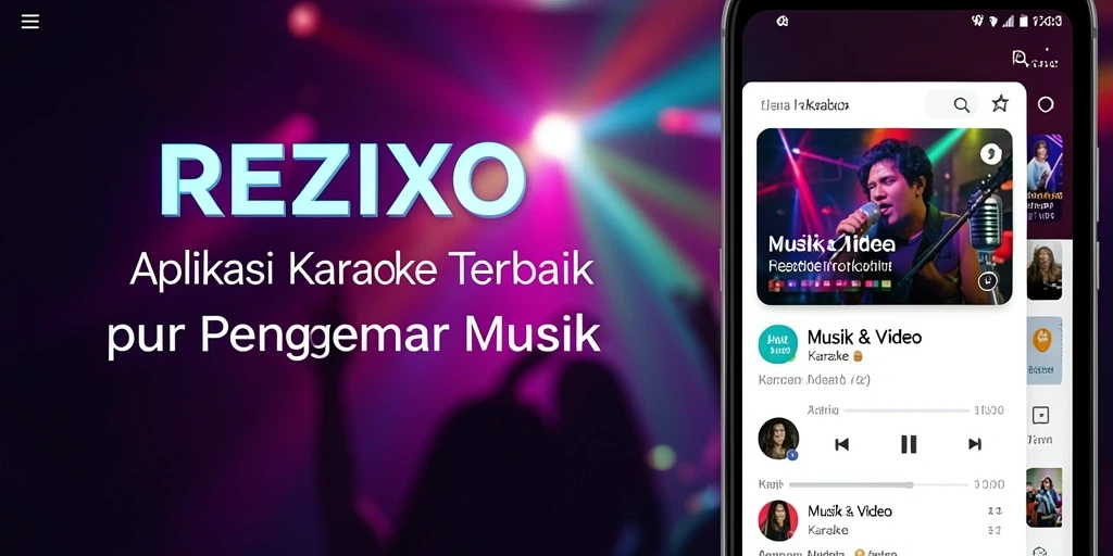 Antarmuka aplikasi REZIXO dengan fitur karaoke yang interaktif.